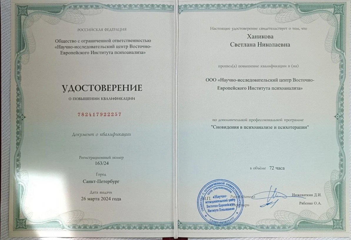 сновидения в психоанализе и терапии